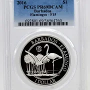 1 Oz Silber Barbados Flamingo F15 Privy 1 Dollar 2016 PCGS MS69DCAM