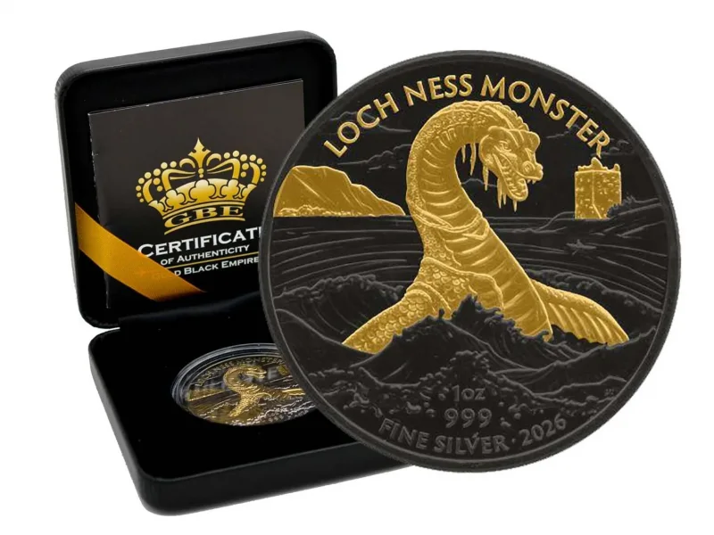 1 OZ Silber UK 2026 Loch Ness Monster Gold Black Empire Edition