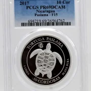 1 Oz Silber Nicaragua 2017 Tortuga Paslama F15 Privy 1 Dollar PCGS MS69DCAM