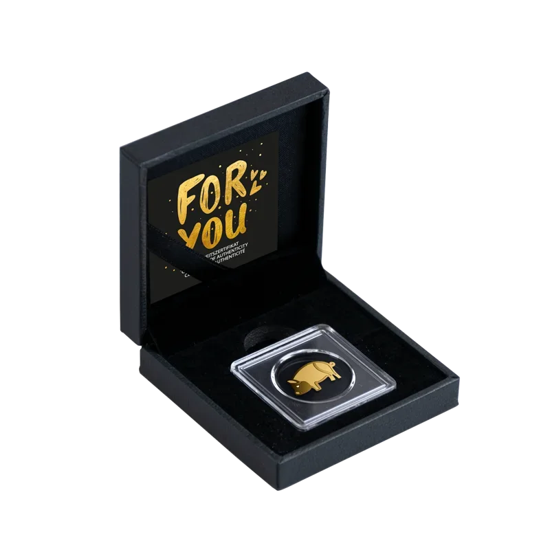Schwein 1/1000 Oz 999 Goldmedaille in Box